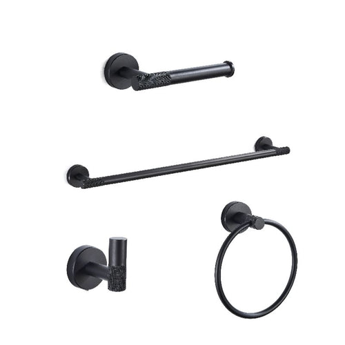 4-Piece Black Stainless Steel Bathroom Accessories Set