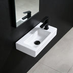 Wall-Mounted White Ceramic Bathroom Wash Basin