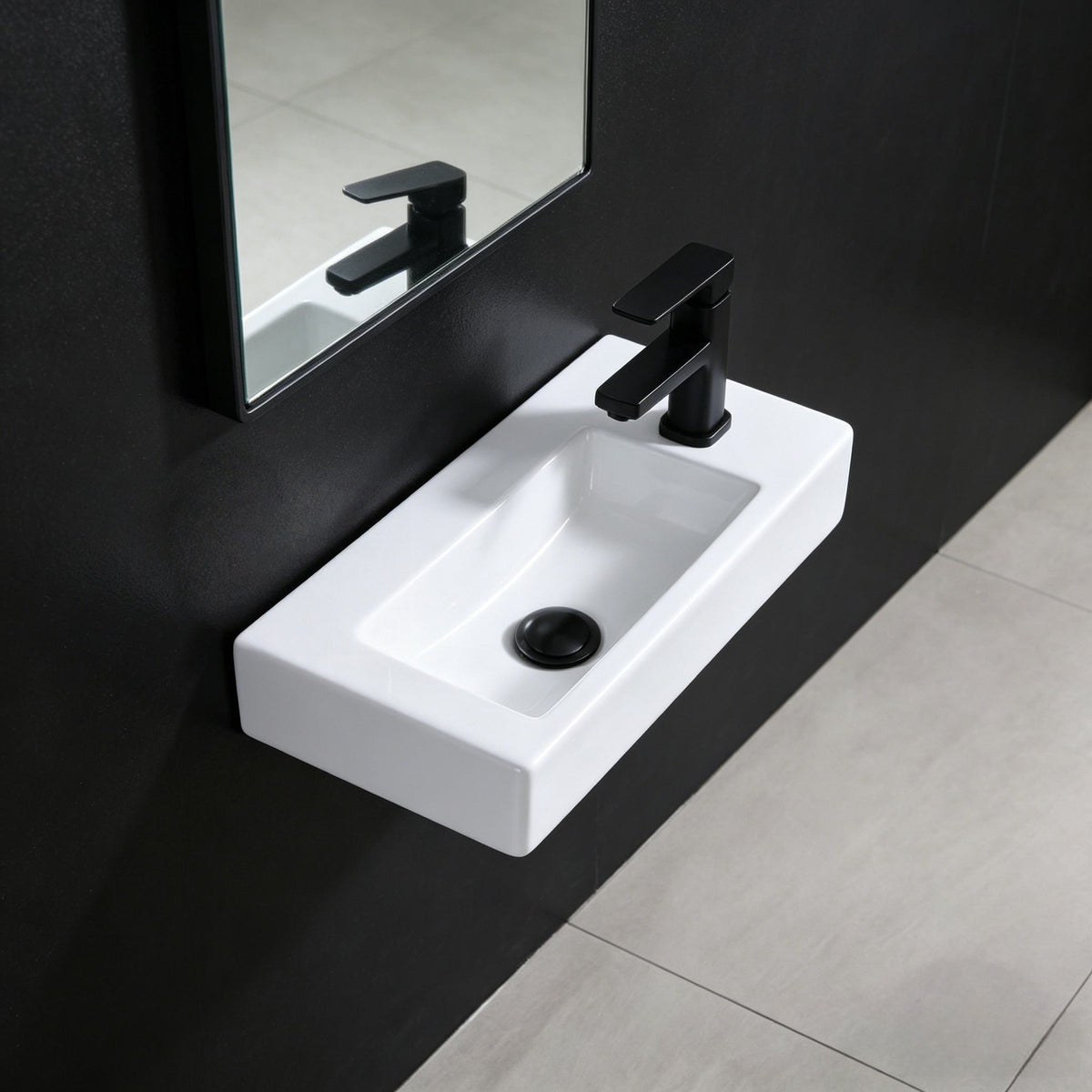 Wall-Mounted White Ceramic Bathroom Wash Basin