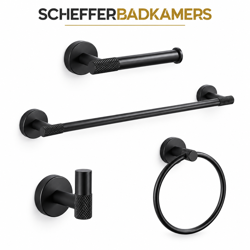 4-Piece Black Stainless Steel Bathroom Accessories Set