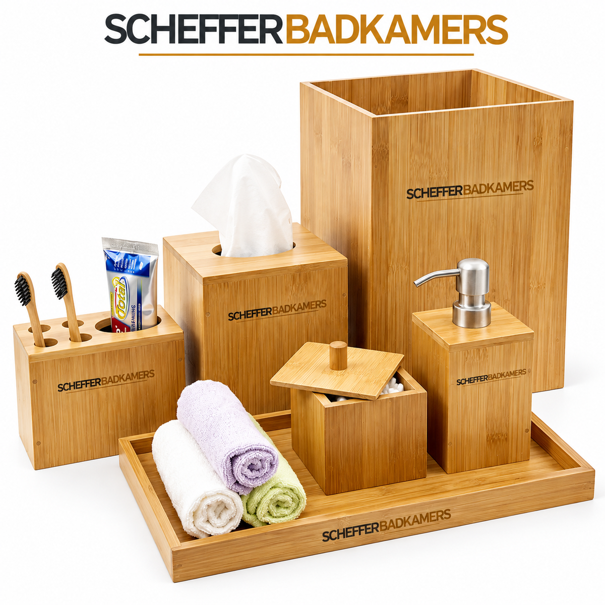 Bamboo Bathroom Accessories Set